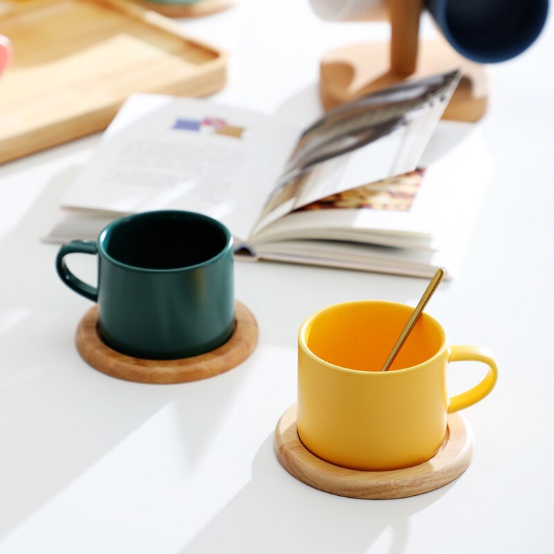 Taza para café con leche de Color sólido Simple, taza para leche con leche, vaso para beber, Simple, Taza de cerámica, 220ml