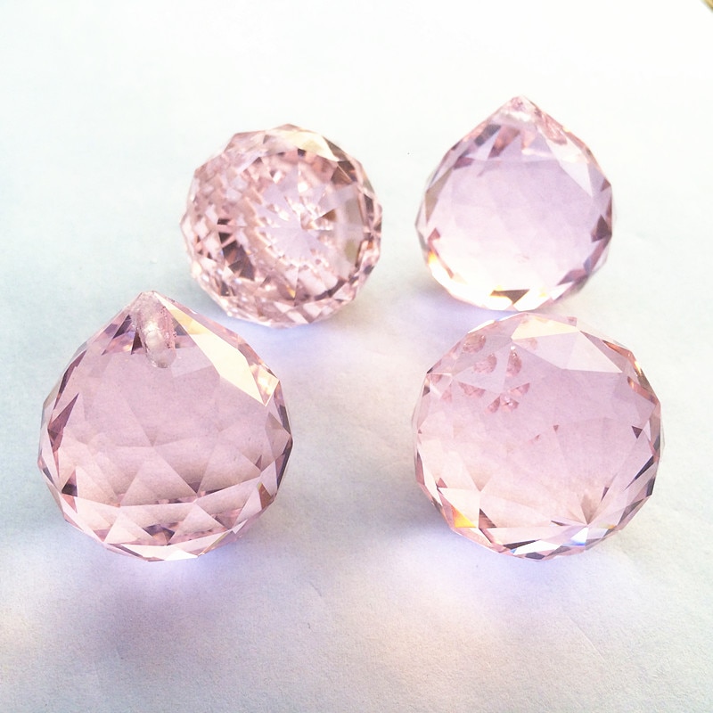 Gratis ringen + 4 stks/partij Sparkle Roze kristallen kroonluchter hangers/kristal gordijn hangers, kristallen Glazen kroonluchter onderdelen