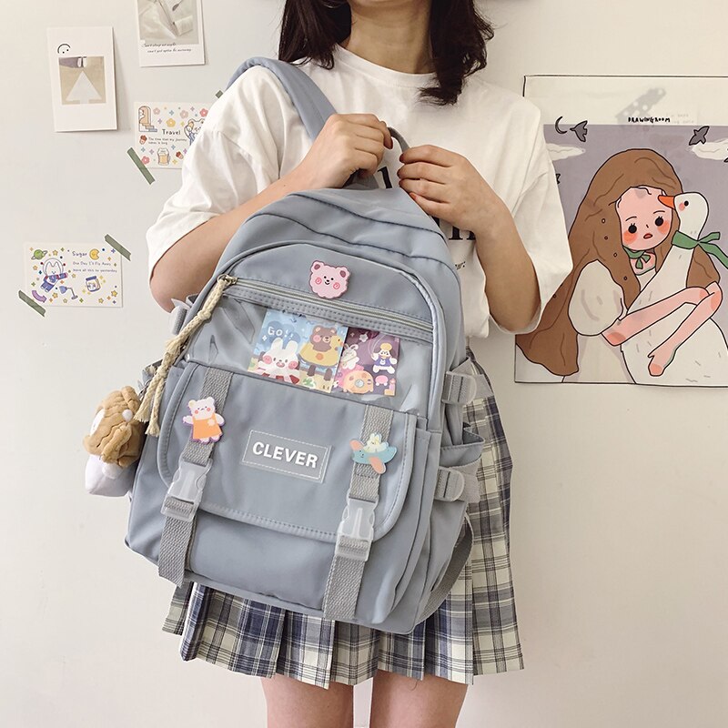 DCIMOR Neue Wasserdichte Nylon Frauen Rucksack Weibliche Multi-tasche Reisetasche transparent Tasche Schul Kawaii Mädchen der Mochila