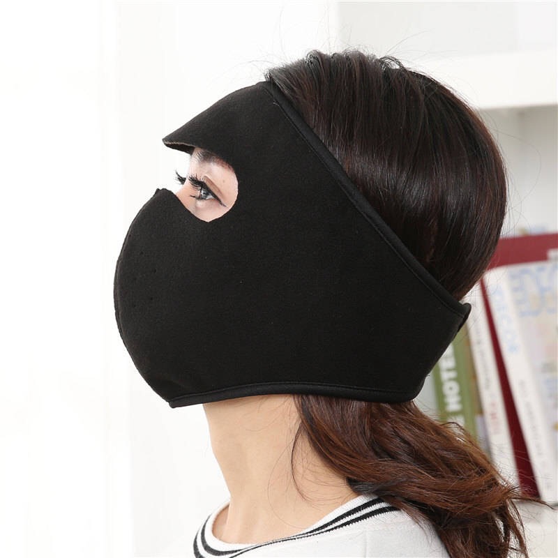 [både mænd og kvinder] efterår og vinter cykelmaske opvarmning fortykket maske ørebeskyttere integreret ørebeskyttende varm maske: Kz -01 sort