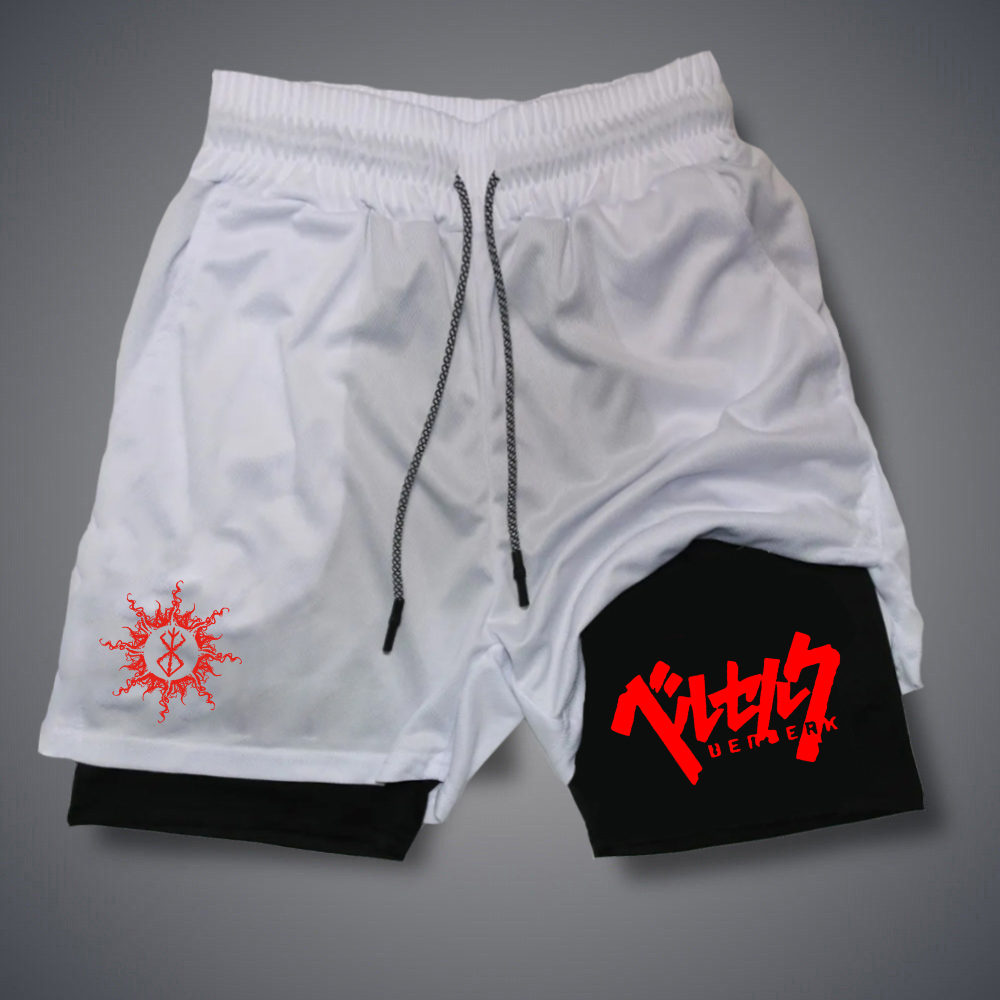 2-in-1 compressieshorts voor heren Gym Workout Hardloopshorts met telefoonzakken Atletische sneldrogende activewear: L / Bruin