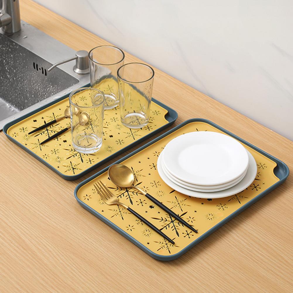 Kitchen Quick Drain Storage Tray Eco-friendly Hollow Pattern Plastic Rectangular Dessert Tray Supplies for Home