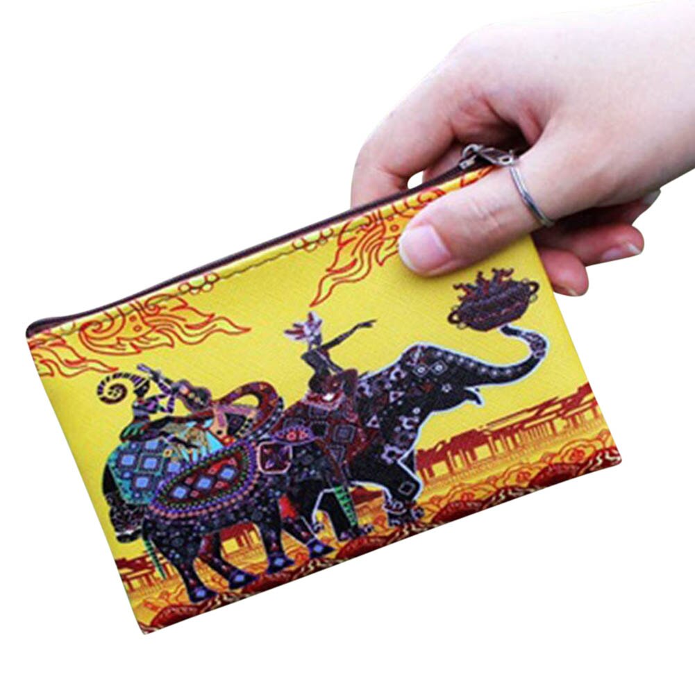 Women Coin Purse PU Leather Clutch Bag Cartoon Animals Elephant Owl Giraffes Deer Graffiti Lady Girl Wallet UND: 7