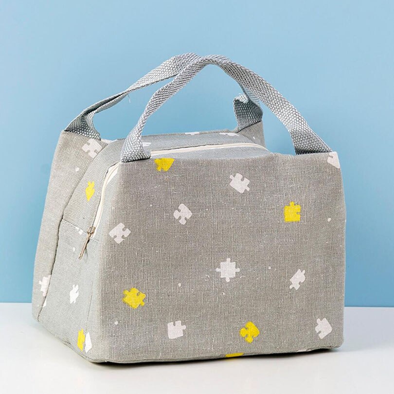 1 pçs cervos impresso sacos de refrigerador à prova dnylon água náilon portátil zíper térmico oxford almoço sacos caixa para as mulheres conveniente sacola de alimentos: Grey 05
