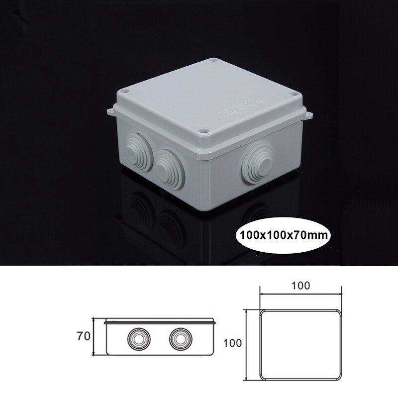 ABS Plastic IP65 Waterproof Junction Box DIY Outdoor Electrical Connection Box Cable Branch Box 200x100x70mm: 100mmx100mmx70mm
