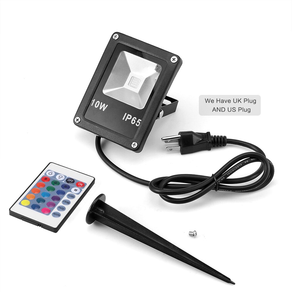 Gräsmatta flood light 10w rgb led gräsmatta lampa strålkastare spotlight fjärrkontroll vattentät trädgårdskanal spotlight  ac 85-245v
