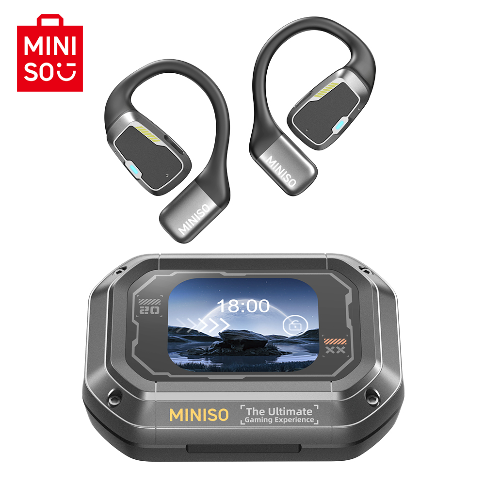 MINISO M98 True kabellos offen Ohr Ohrhörer Bluetooth 5.4 Ohren, 13 mm dynamischer Treiber OWS Ohren Köpfe Spielen Headset Super lang Endur: Grau