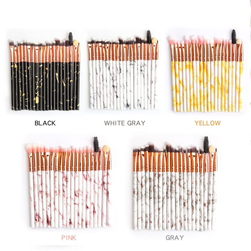 MAANGE Multifunctionele 20 stuks Marbling Make-Up Kwasten Set Oogschaduw Eyeliner Concealer Brush set Mini Make Up Brush Tool Kit