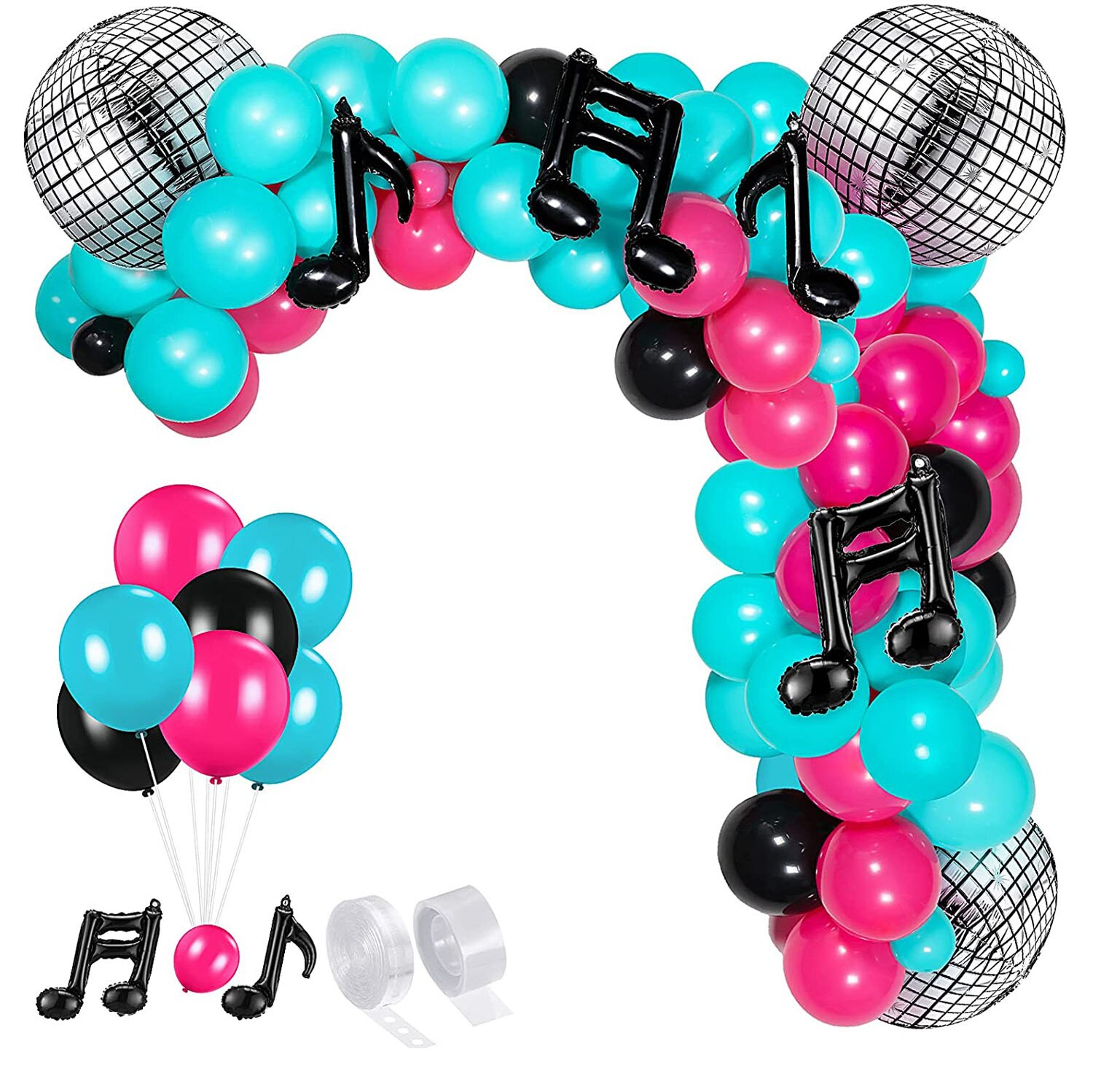 Ballons de musique en forme d&#39;arche pour anniversaire, Kit de guirlande en aluminium pour fête prénatale, notes de musique, décorations à réaliser soi-même