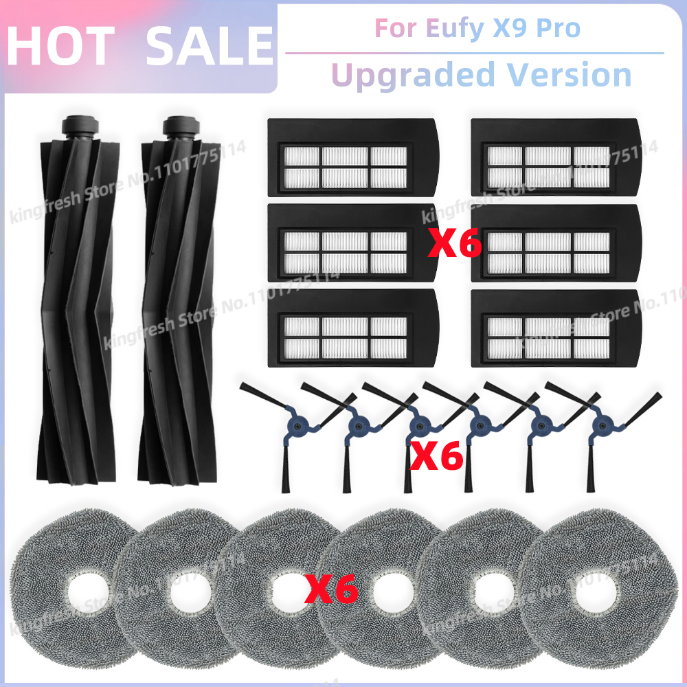 Compatible For Eufy X9 Pro Robot Vacuum Replacement Parts Main Roller Side Brush Hepa Filter Mop Cloth Pad Accessories: Dark Khaki
