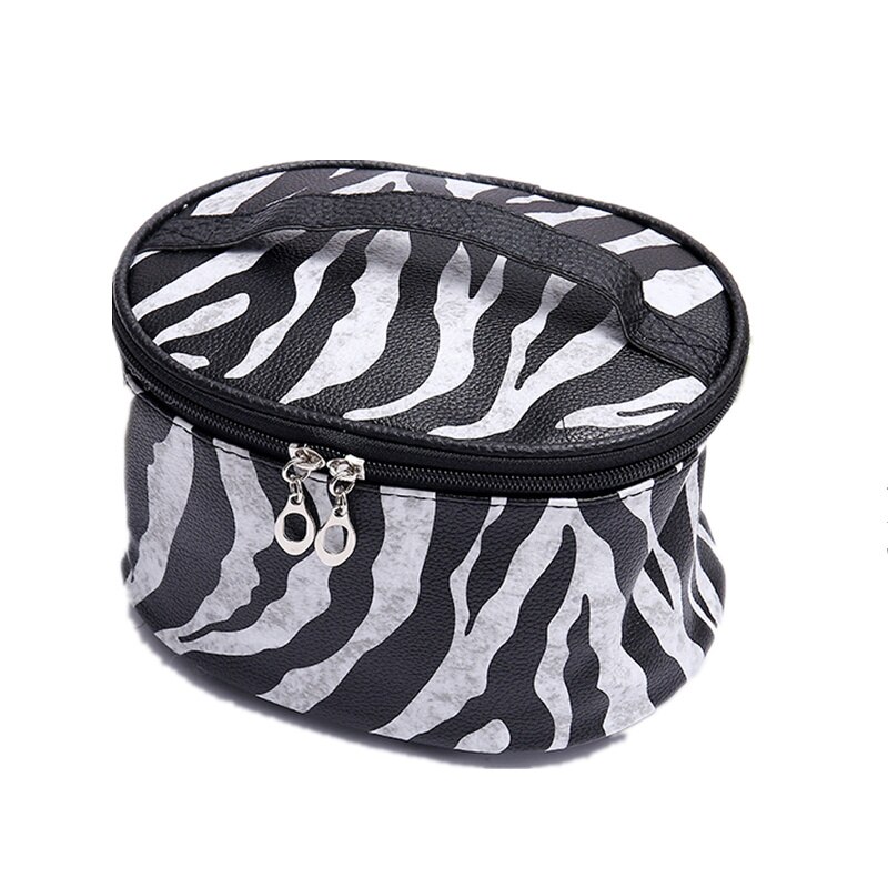 PURDORED 1 Pc lampart kosmetyczka PU skóra kobiety duża pojemność makijaż torba w kształcie beczki torba podróżna z organizatorem kosmetyczka: wzór 5