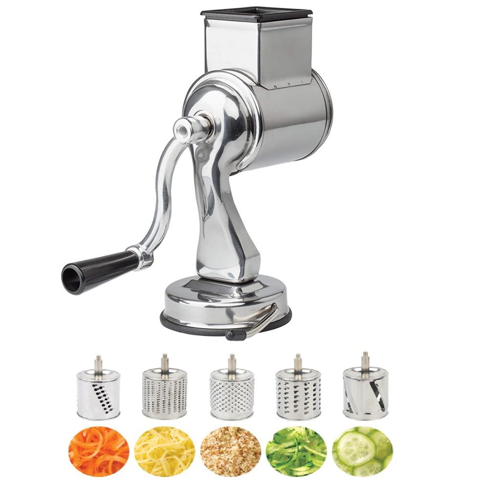 Stainless Steel Universal Mill Grater With Suction Cups And 5 Drums Vegetable Cutter Slicer and Shredder(00493)