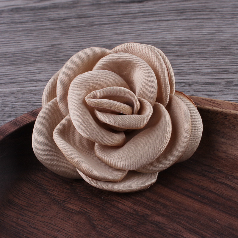Flores de satén quemadas para el cabello, accesorios para el cabello, flores de tela Floral asadas para ramo de bodas, diademas de 10 piezas y 6CM: Beige