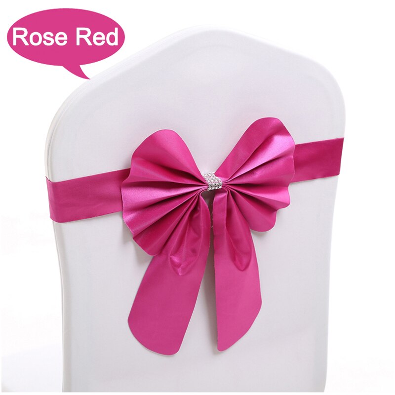 1 Stks/partij Stoel Cover Elastische Stoel Cover Stoel Terug Bloemen Boog Decoratie Hotel Bruiloft Stoel Terug: Rose Red
