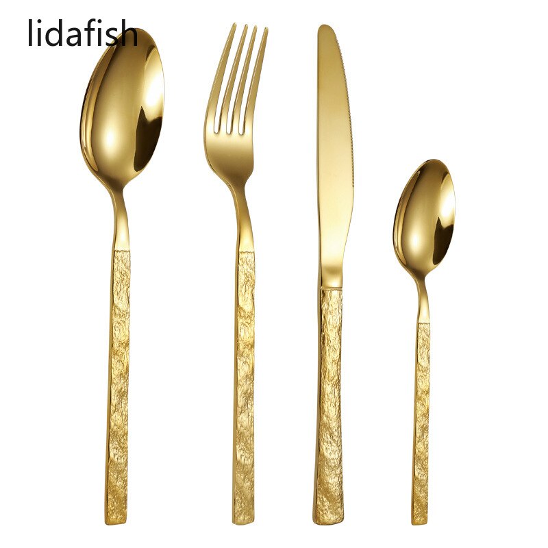Lidafish Steen Graan Zilverwerk Set Vorken Messen Lepels Luxe Roestvrij Staal Thuis Diner Servies Set