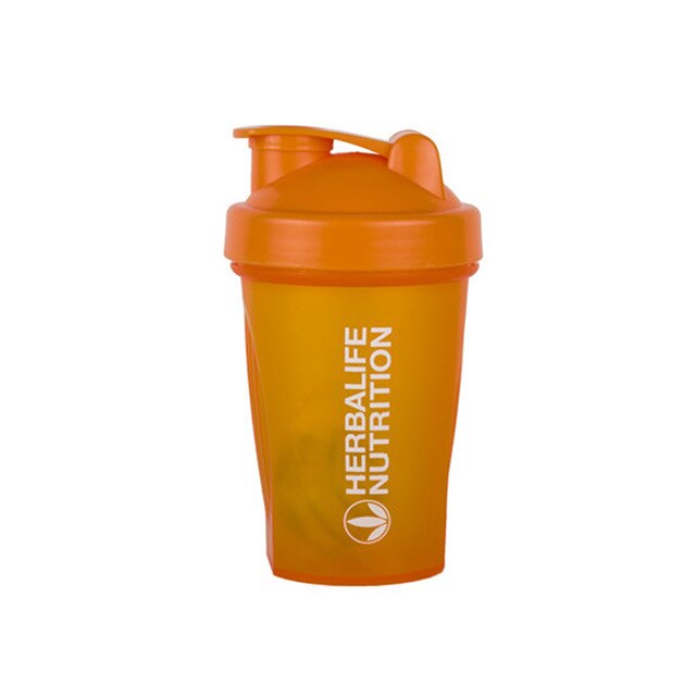 Sport shaker flaske 400ml whey protein pulver blandeflaske sport fitness gym shaker utendørs bærbar drikkeflaske i plast: Oransje