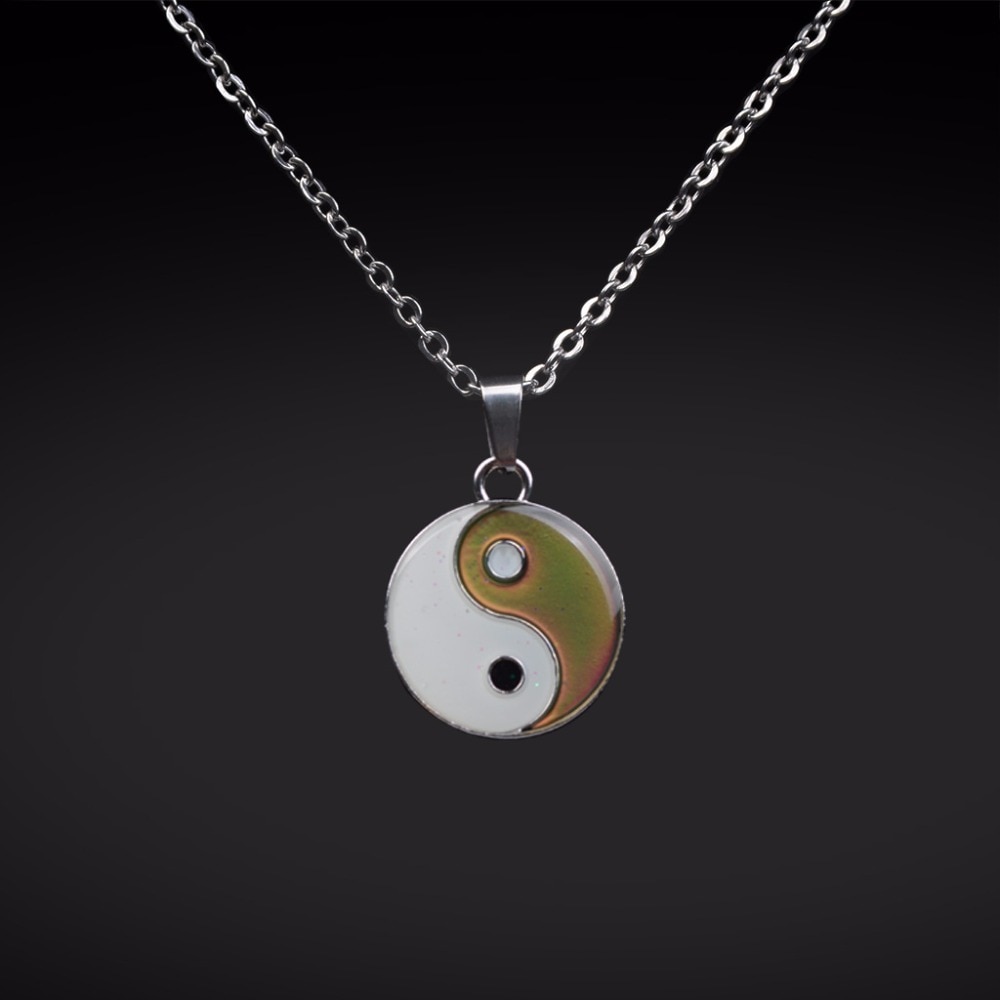 Juchao colar do humor taiji bagua yinyang, colar gótico com pingente, controle de temperatura, colar com mudança de cor para homens e mulheres
