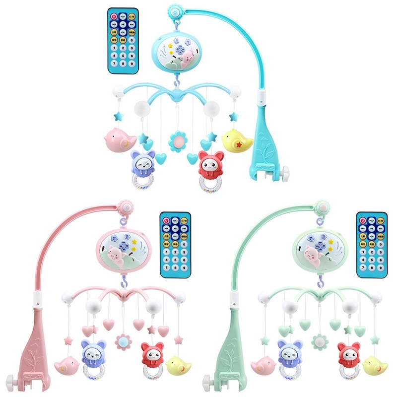 Baby Speelgoed Wieg Mobiles Rammelaars Muziek Educatief Speelgoed Bed Bel Carrousel Voor Babybedjes Projectie Zuigeling 0-12 Maanden Roze