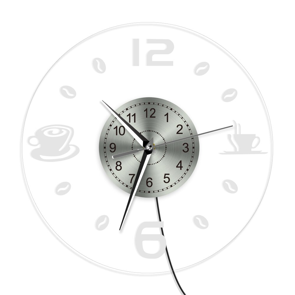 Coffee Vintage Illuminated Wall Clock Coffee Bean LED Lighting Business ...