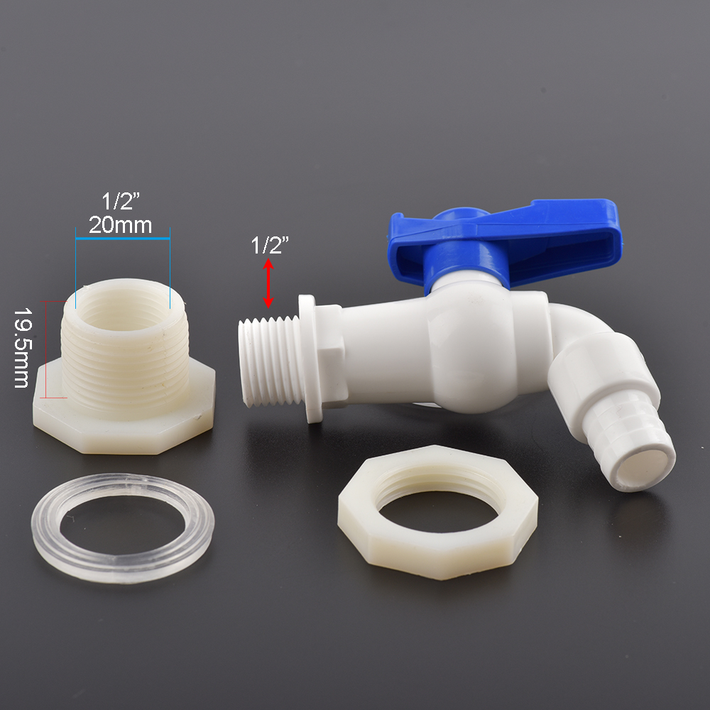1/2" 3/4 "Inch ABS Plastic Water Tank Connector Valve Aquarium Tap Tank Bulkhead Replacement Drainage Fitting