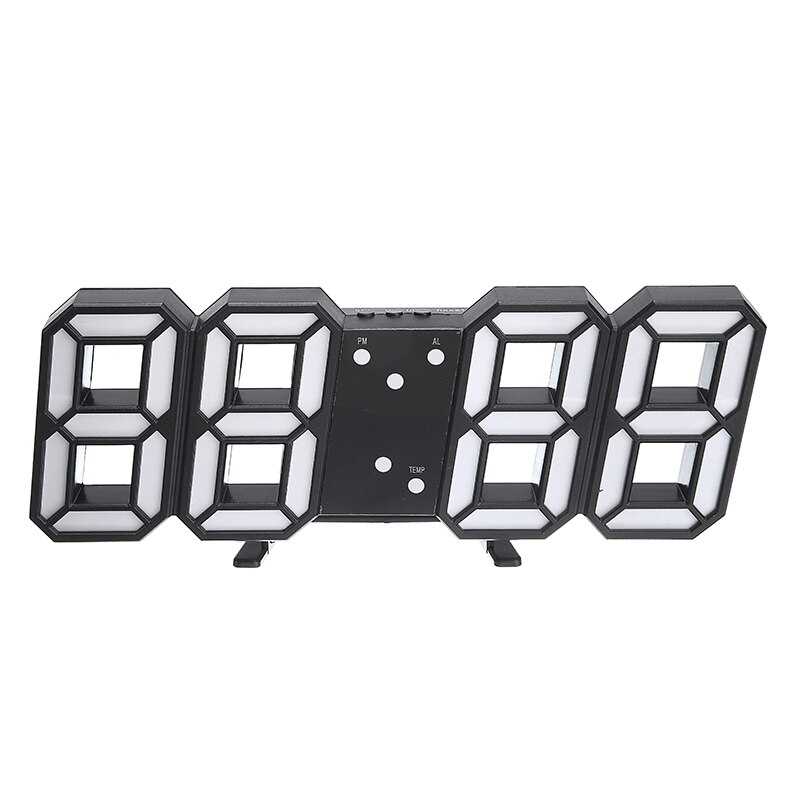 Morden 3D LED Black White Wall Clock LED Digital Clock USB Charging USB Alarm Clock Timer For Livingroom Bedroom Decor