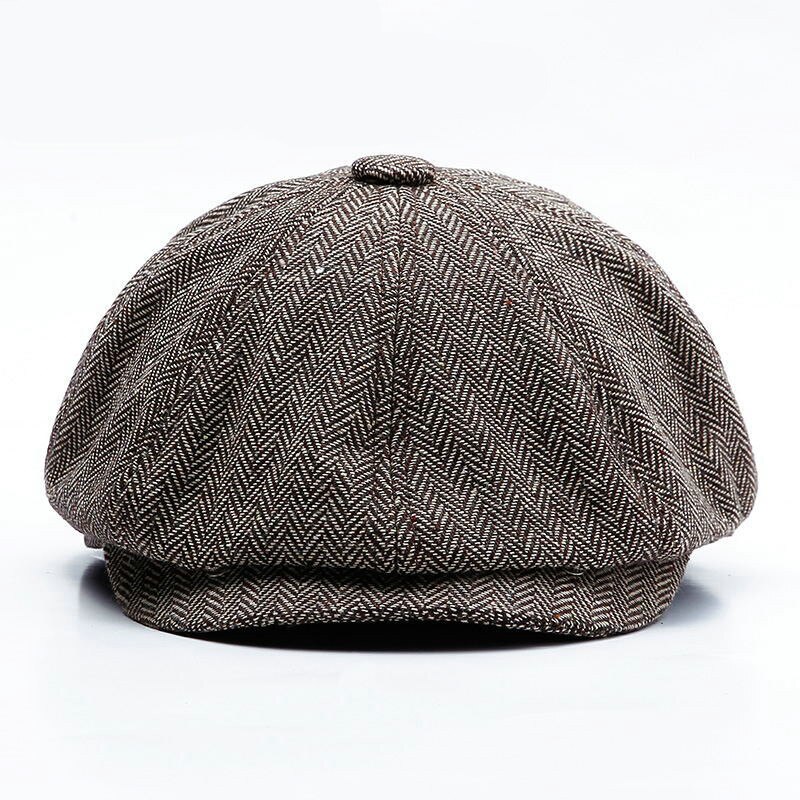 Gorros de Tweed para hombre y mujer, sombrero octogonal cálido, plano, Retro, Unisex, Otoño e Invierno