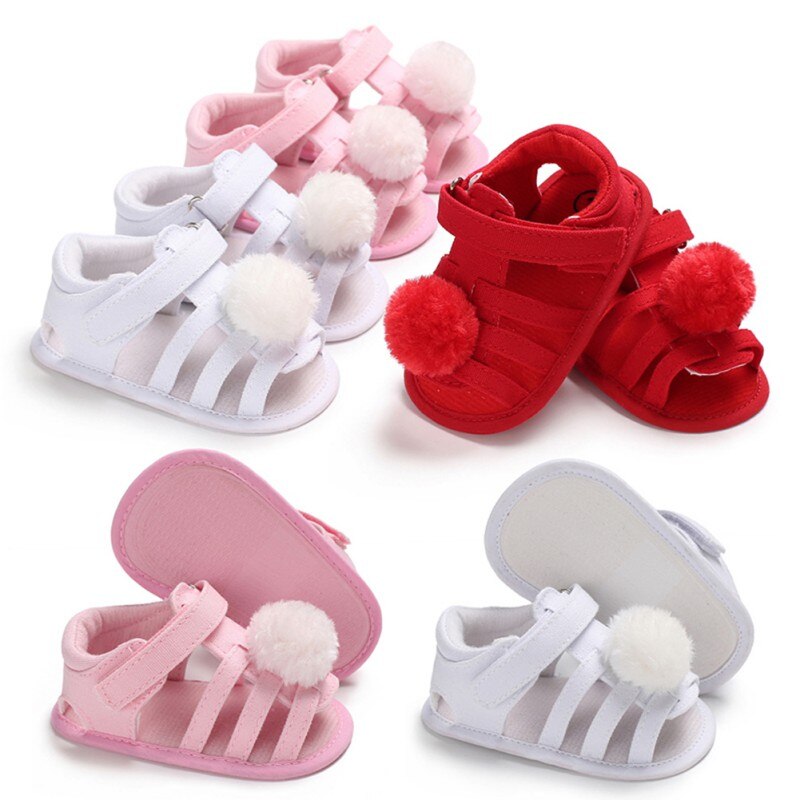 Baby Shoes Baby Sandals Listing Summer Newborn Girls Cute Hollow Hair Ball Princess Sandals Anti-skid Shoes 0-18M A