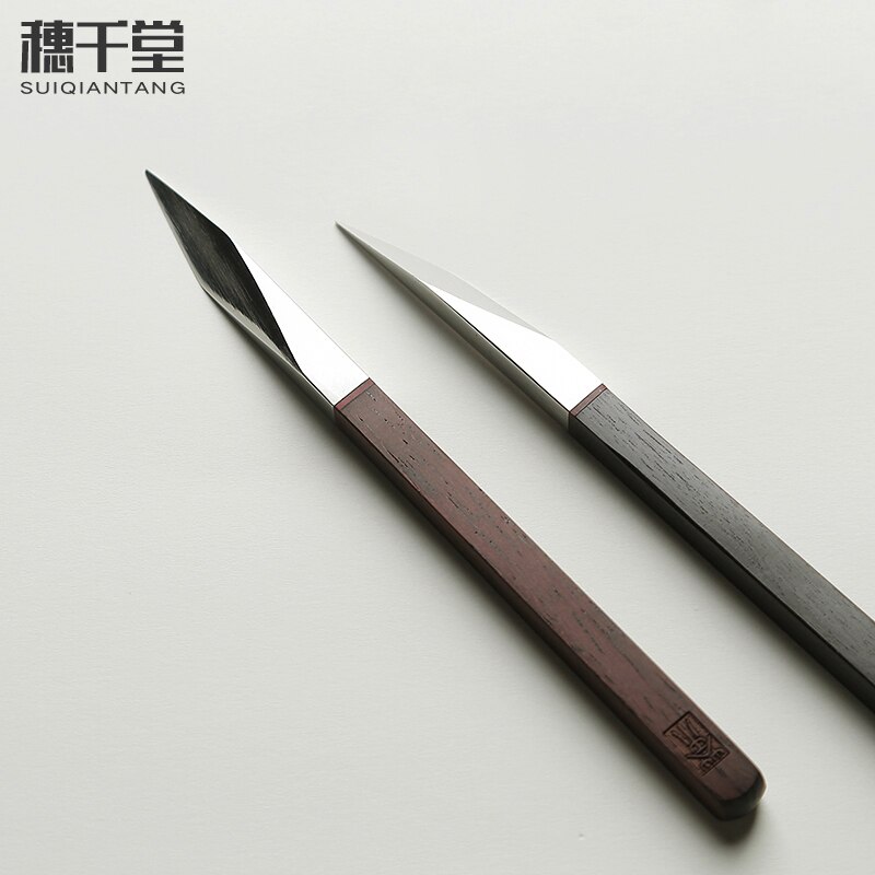 Stainless Steel Tea Knife Wood Handle Ceremony Handmade Vintage Sandalwood Tea Knife Prying Te Verde Chino Teaware 60