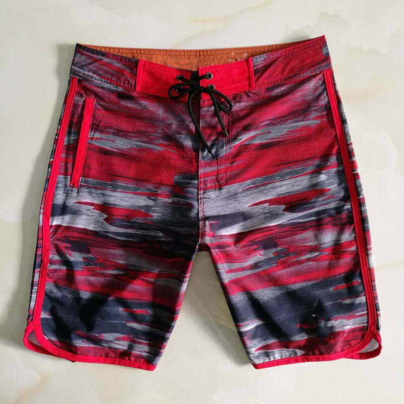 Zomer Mannen Shorts Geometrische Brief Sneldrogend Badmode Elastische Taille Korte Broek Voor Heren Beachshort Trunks 0060-4: red / 30