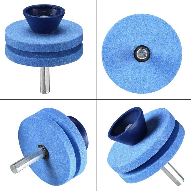 Universal Wear Resistant Lawn Mower Blade Sharpener, Double Layer Corundum Lawn Mower Blade Sharpener 3PACK