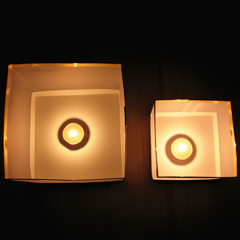 Farolillos de vela flotantes de agua cuadrados, farolillos de papel de los deseos chinos impermeables para decoración para de boda