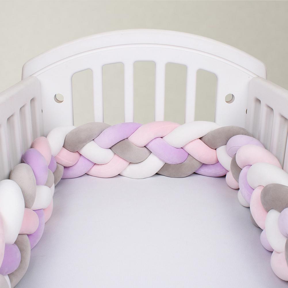 78.7 Inches/200Cm Vouwen Twisted Dikker Baby Bed Bumper Zachte Kleurrijke Gevlochten Baby Wieg Beschermende Pad Kussen Voor cot