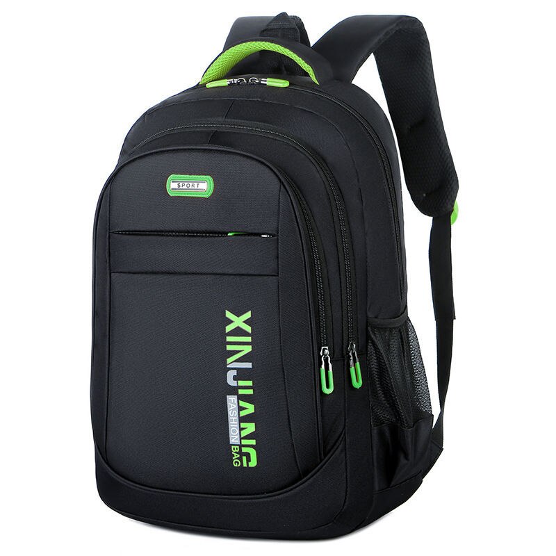 Large Capacity High School Bags for Teenage Boys University Student School Backpack Men Nylon: Green  