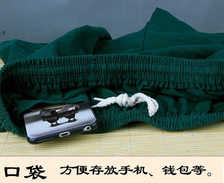 unisex Cotton&linen Practise Tai chi taiji pants taichi wushu bloomers kung fu martial arts trousers black/green