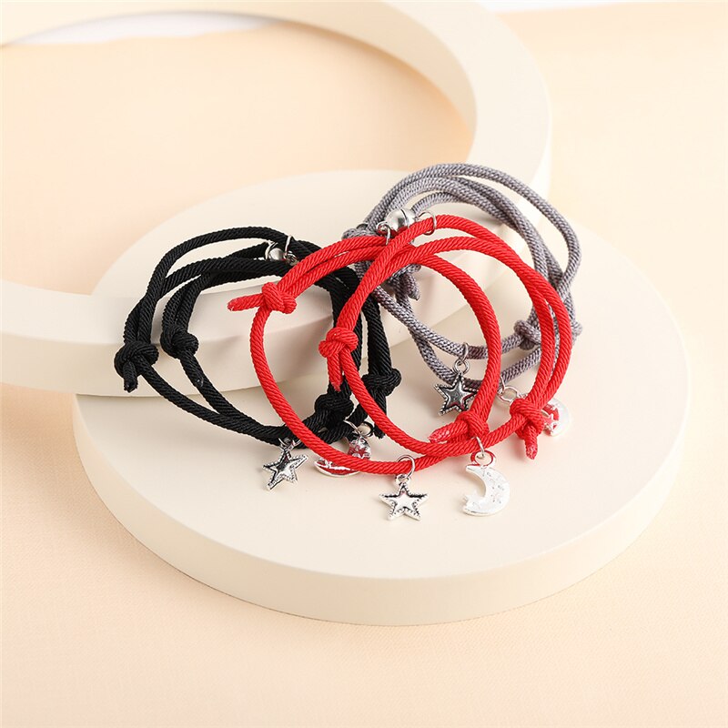 2 Teile/satz Paar Armbinde Magnet Ball Passenden Armbänder Liebhaber Mond Sterne Magnetische Armbinde Freundschaft Armbänder Valentinstag