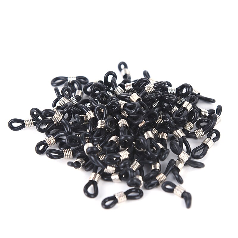 Ressorts avec connexion en plastique et Silicone, chaîne de lunettes, anneau antidérapant en caoutchouc, œillets pour corde de lunettes, 100 pièces: Black