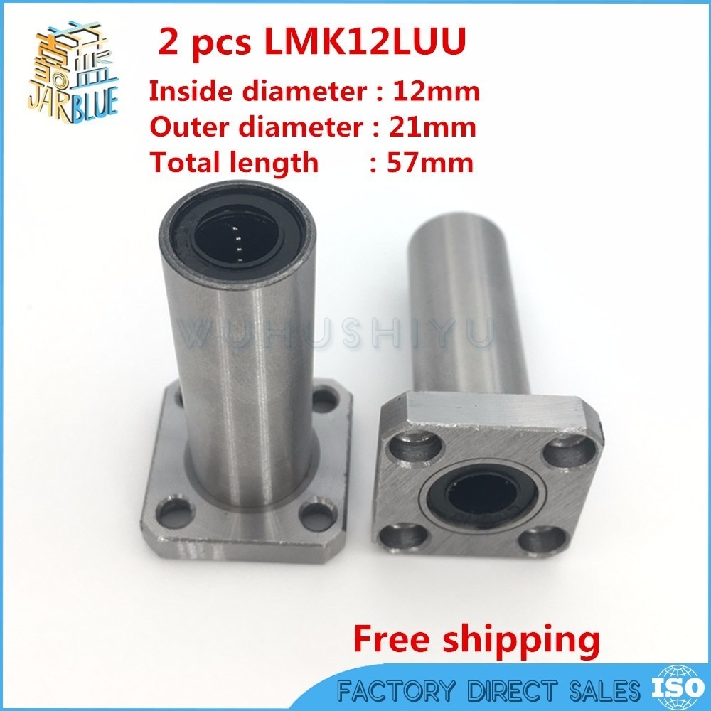 3D printer 2 stks/partij LMK12LUU 12mm Langer Ronde Flens Type Linear Bus Ball Bearing CNC onderdelen voor RepRap Ultimaker 2