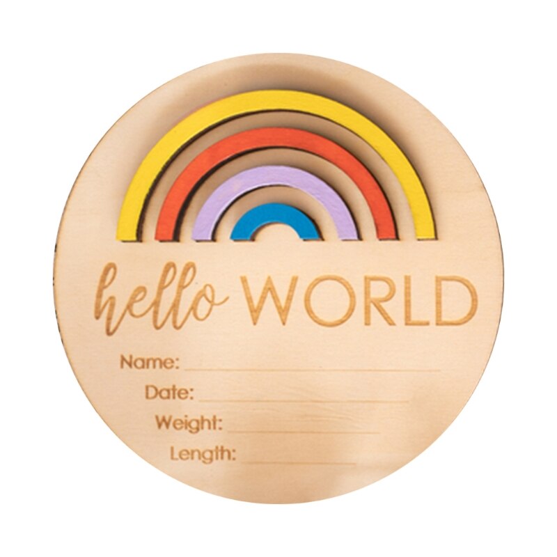 Wooden Rainbow Milestone Cards Growth Commemorate Baby Birth Monthly Recording Card Newborn Infants Shower: 9