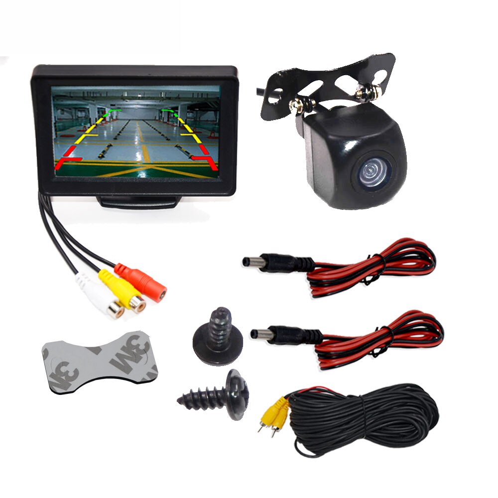 BYNCG 4,3 &quot;Auto Rückspiegel Monitor Auto Parkplatz System + LED Nachtsicht Sicherung umkehren Kamera CCD Auto Hinten Aussicht Kamera: Blau