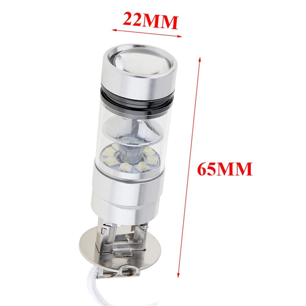 2 stk  h3 3030 chips 100w super lyse led pærer  dc 12v/24v hvide tågelygter auto billys pære