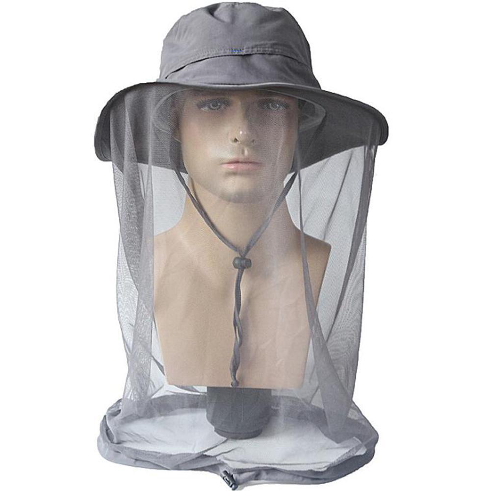 Unisex Outdoor Anti-muggen Masker Vissen Hat met Head Net Mesh Gezicht Bescherming