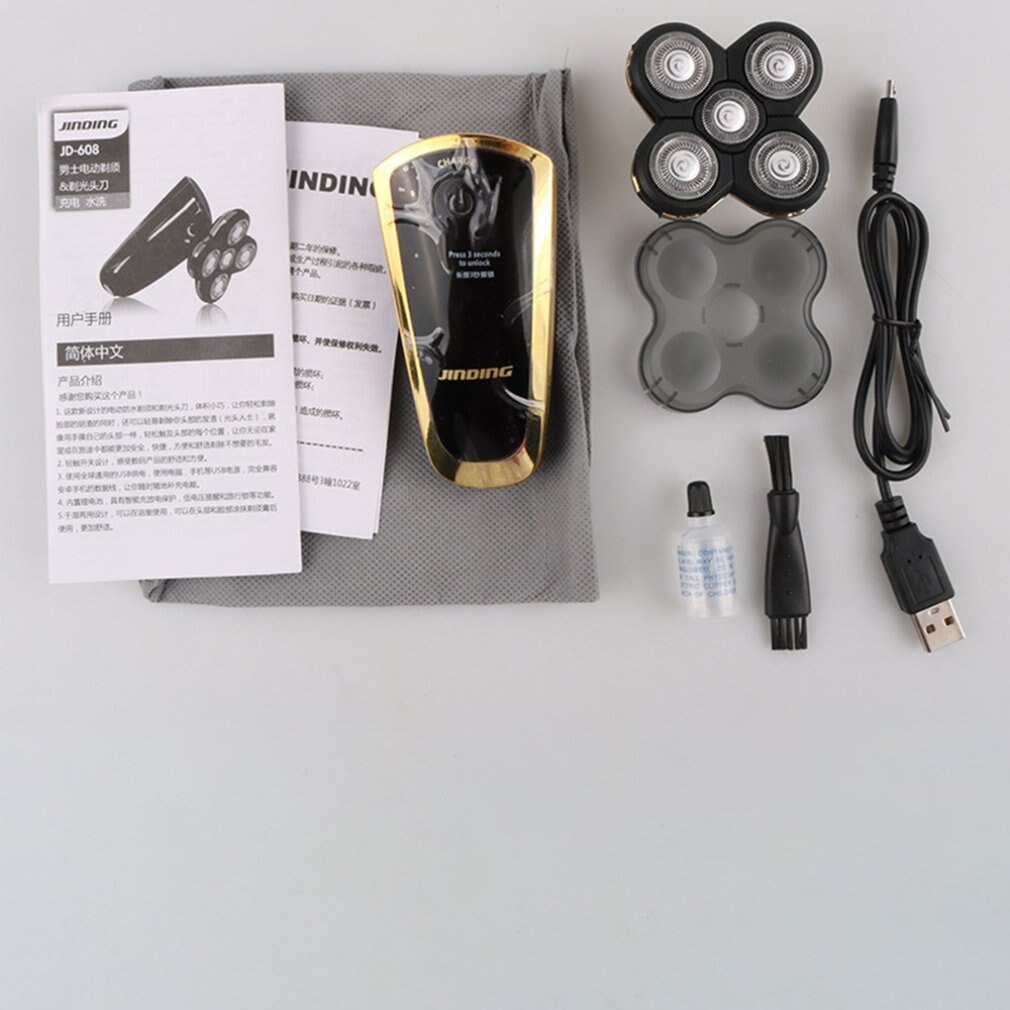 Aparência clássica 5 cabeças à prova dwaterproof água homem barbeador elétrico navalha portátil tamanho masculino carga rápida dispositivo de remoção do aparador cabelo
