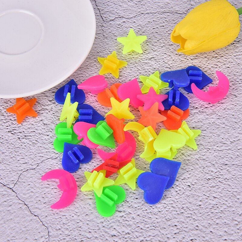 Contas de bicicleta de plástico com clipe, 36 peças, contas de fio, decoração, estrela luminosa mista, aro de roda de bicicleta