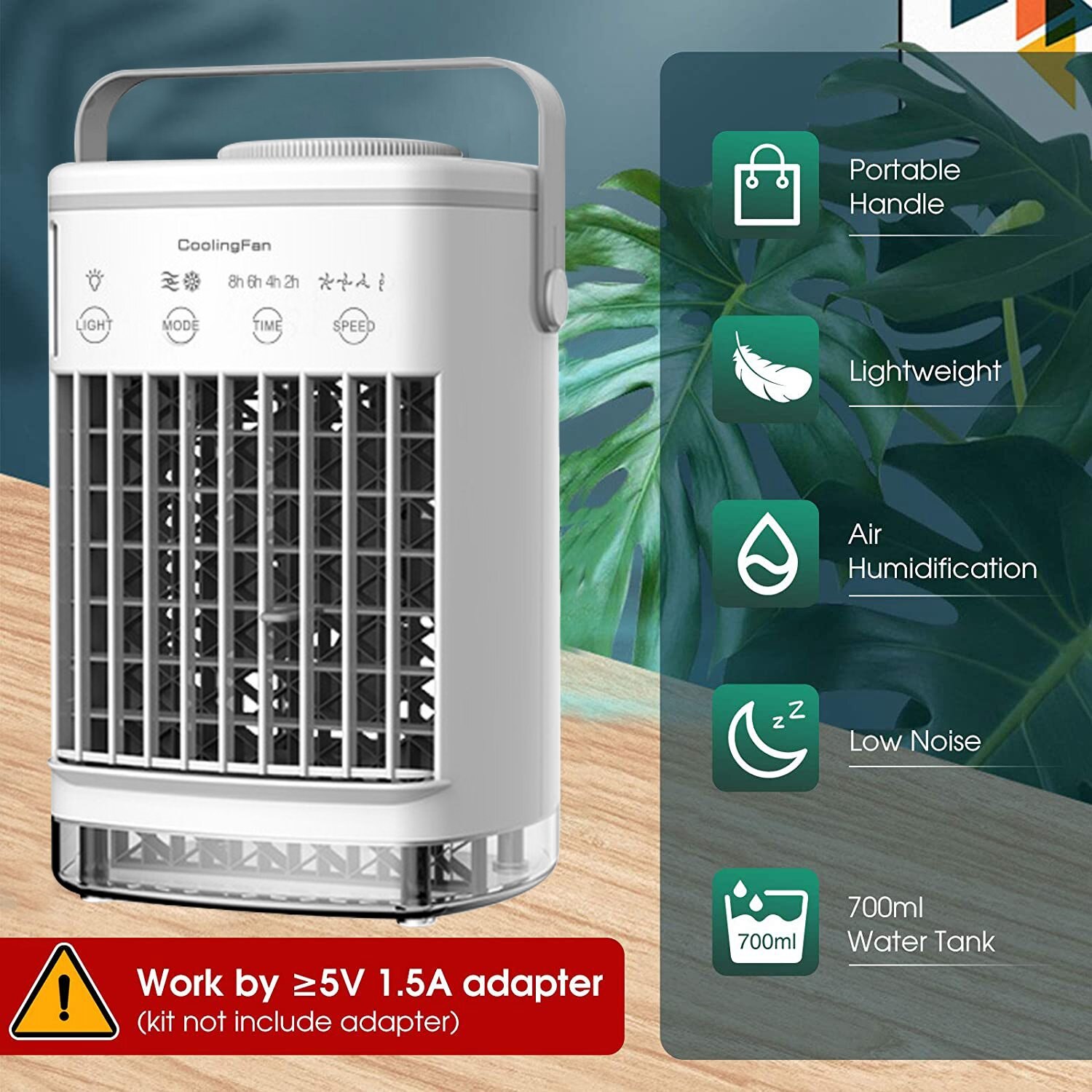 Portable Air Conditioner, Evaporative Air Conditioner Fan with Water Tank Camping AC Unit, Personal Air Cooler Desktop