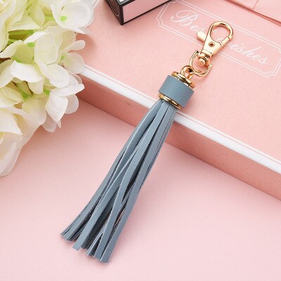 PU Tassel Pendant Imitation Microfiber Long Tassel Diy Luggage Jewelry Accessories Key Chain Leather Tassel: gray blue