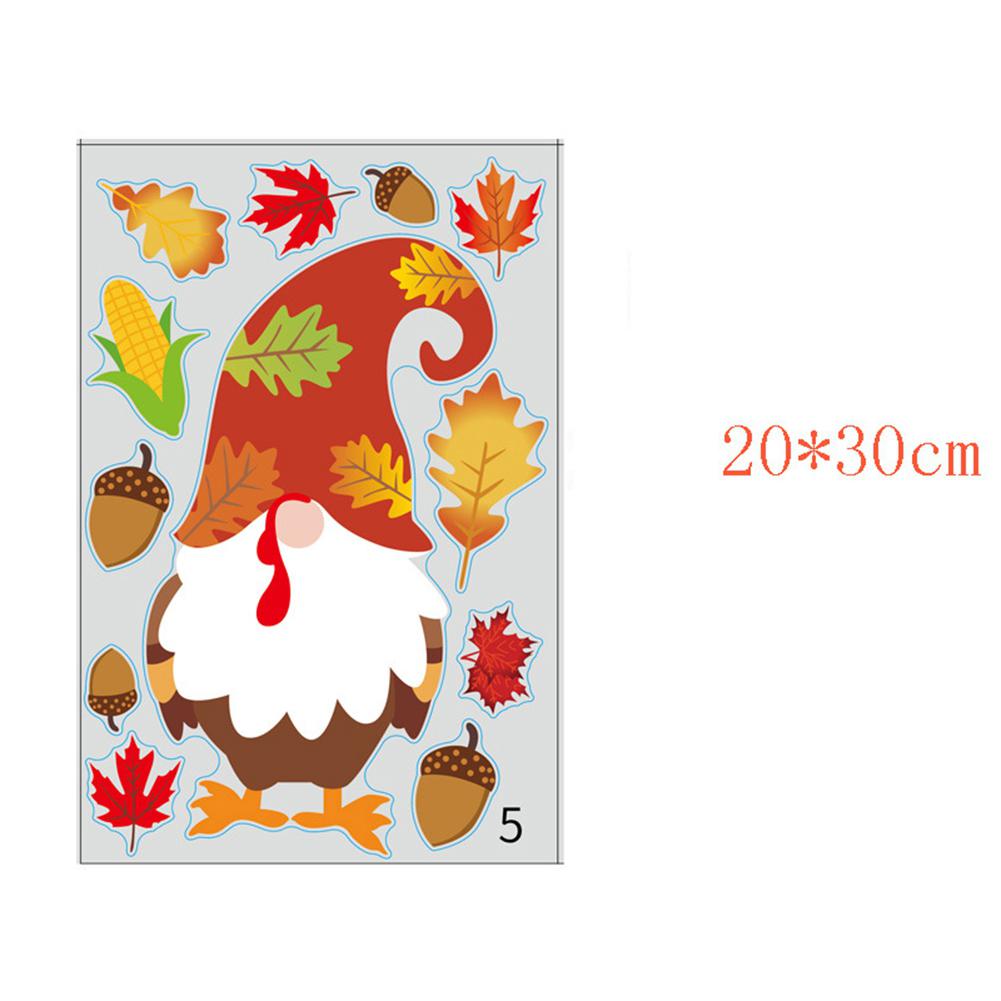 Glorystar statische sticker cartoon kerstman esdoornblad patroon raamsticker voor thanksgiving