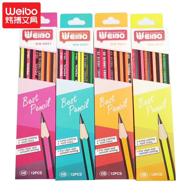9501 Kawaii Wooden Pencils Set With Rubber Students Stationery Eraser For Kids Writing tools