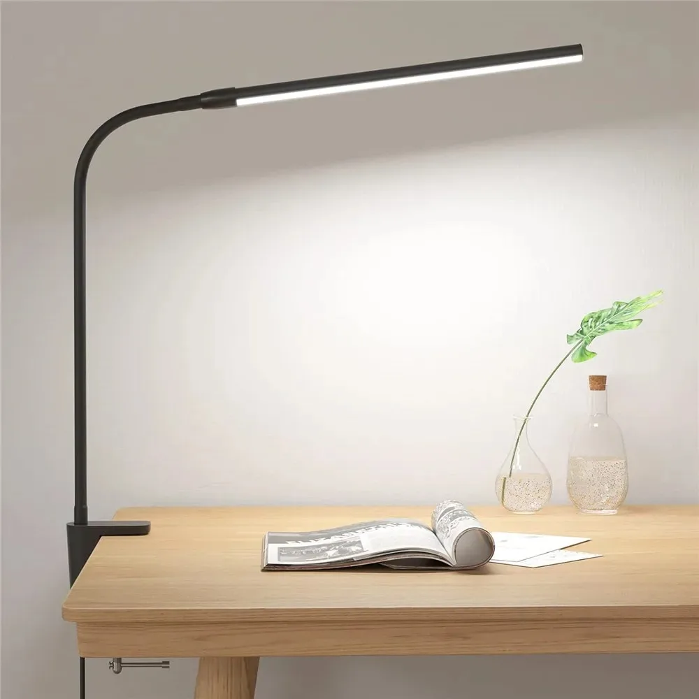 Lampada da scrivania a doppia testa singola con clip a LED Lampade da tavolo per computer dimmerabili Lampada da tavolo per architetto con luce per monitor per luci da lettura per ufficio: Blu