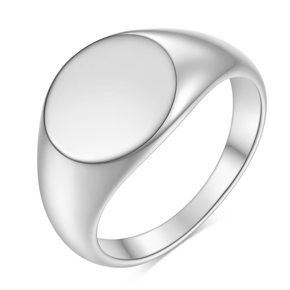 Anillo de sello superior plano con banda cuadrada, Color plata oxidada, acero inoxidable, joyería rústica Vintage para hombres y mujeres: 7 / Color chocolate