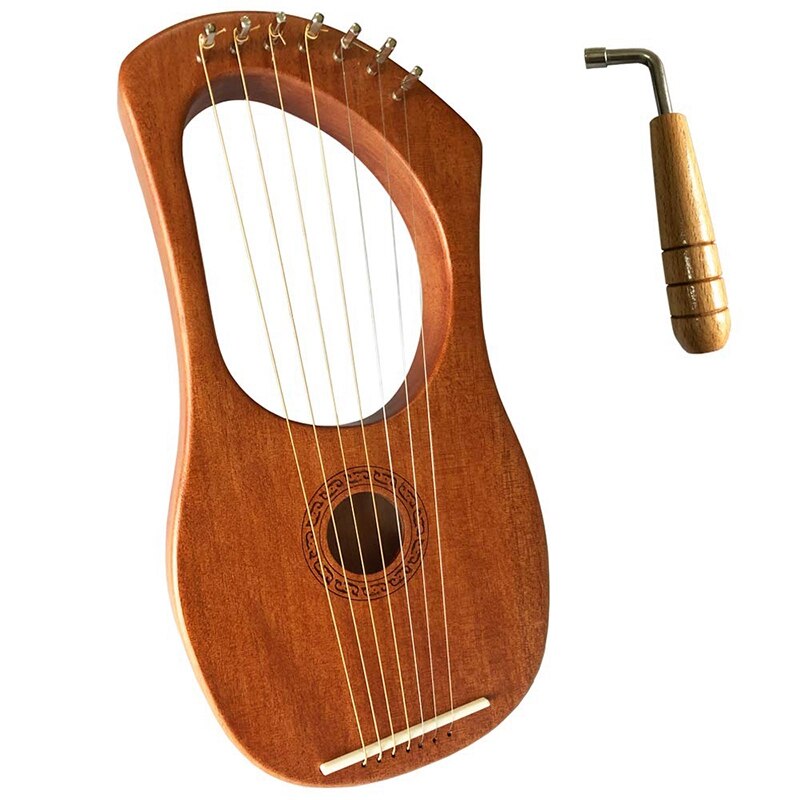 -Orchestral Musical Instrument Harp Seven-Stringed Musical Instrument Liqin with Tuning Wrench: Default Title